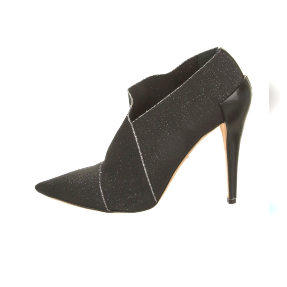 🤩Host Pick❤️Diane Von Furstenburg Canvas Black Bootie Heels Women's Size 10B - Picture 1 of 16